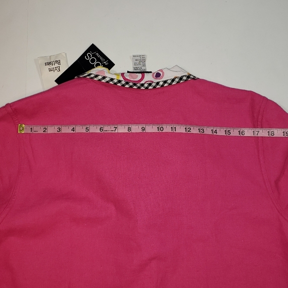 KOOS Of Course Pink Linen Blend Geometric Print Reversible Blazer Jacket Sz L - Picture 15 of 16